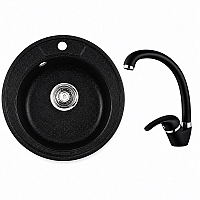 Комплект мивка и смесител 8301 BLACK + 237012 BLACK – Inter Ceramic 11.12.77.0109